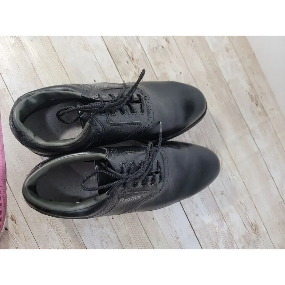 Mens FootJoy Size‎ 8.5M Lace Up Saddle Spike Golf Shoes 45534 Black